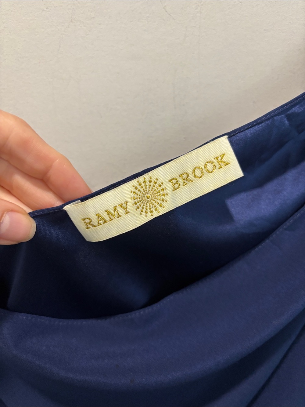 Ramy Brook Navy Silk One-Shoulder Romper NWT Size L Asymmetrical Draped Chic - Picture 8 of 14
